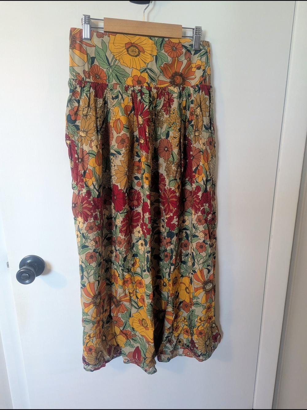 NATURAL LIFE Addie Midi Skirt in Yellow, Red & Green NWT